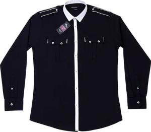 Sarcia.eu Langarmhemd Elegantes, schwarzes Hemd mit SLIM FIT - Schnitt 37 EU