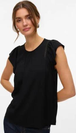 Vero Moda Kurzarmbluse VMBELLA SS LACE TOP WVN GA NOOS