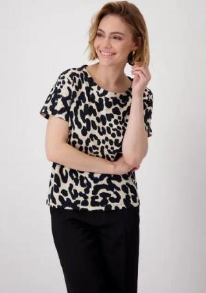 Monari T-Shirt Shirt Leo allover Mit Rundhalsausschnitt