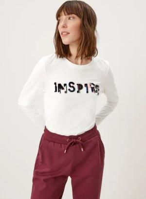 s.Oliver Langarmshirt Langarmshirt mit Wording 3D-Effekt