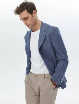 KİP Winterjacke Gestreifte, modern geschnittene Jacke aus Leinenmischung