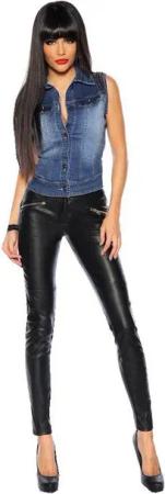 Atixo Stretch-Hose Hose aus Lederimitat Strechhose Wetlook-Hose