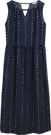 TOM TAILOR Damen Maxi-Kleid mit Eingriffstaschen, blau, Gemustert, Gr. 34