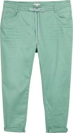 TOM TAILOR Damen Plus Size - Cropped Slim Hose, grün, Uni, Gr. 44/28