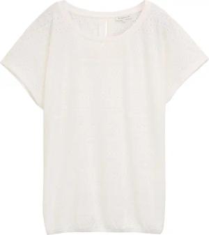 TOM TAILOR Damen Loose Fit Ajour T-Shirt, weiß, Uni, Gr. L