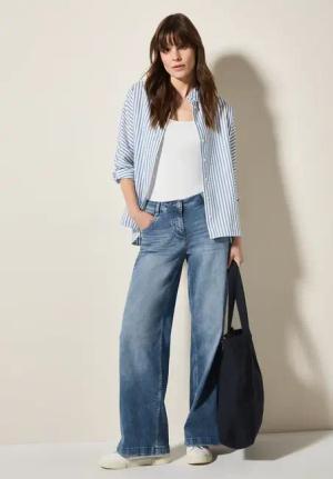 Cecil Damen Flared Leg Jeans in Blau, Gr: 36