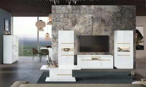 Xlmoebel Sofa Modernes Wohnzimmermöbel-Set mit TV-Ständer, 2 Schränken, Holzmöbel, Hergestellt in Europa