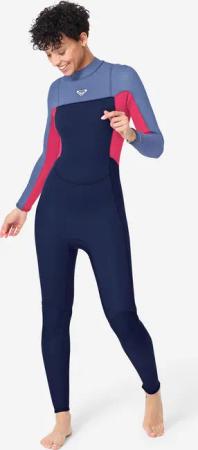 Neoprenanzug Surfen Damen Rückenreißverschluss Prologue 4/3 mm blau/rosa