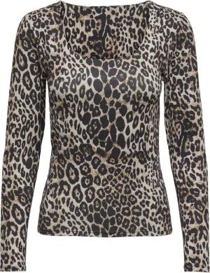 Only Langarmshirt - ONLLONE AOP L/S TWO WAY TOP JRS - XS bis XL - für Damen - Größe XL - leopard