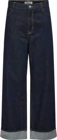 Only Jeans - ONLHOPE HW WIDE FOLD UP RINSE DNM CRO - W27L32 bis W31L32 - für Damen - Größe W28L32 - blau