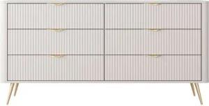 99rooms Kommode Talan (Sideboard, Highboard), Modern Design, 6 Schubladen, goldene Metallgriffe, goldene Metallfüße