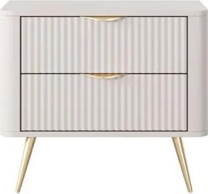 99rooms Nachttisch Talan (Nachtkommode, Nachttischschrank), Modern, 2 Schubladen, goldene Metallgriffe und Metallfüße