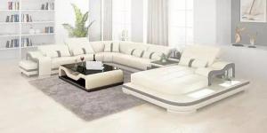 Xlmoebel Ecksofa Sofa in U-Form mit Couchtisch und Hocker, gepolsterte Wohnlandschaft, 1 Teile, Hergestellt in Europa