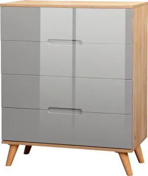 andas Schubkastenkommode "Lund Schlafzimmerschrank Wäscheschrank mit hochglänzenden Fronten", (Kommode mit 4 Schubladen für viel Stauraum), Schlafzimmerkommode Bestseller im skandinavischem Design