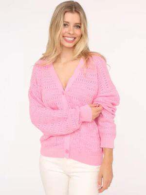 Zwillingsherz Strickjacke ""Lochstrick Uni"", Lockerer Schnitt mit moderner Passform