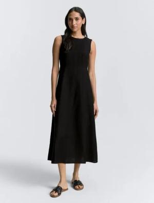 TOM TAILOR Sommerkleid Maxi-Kleid mit Leinenanteil