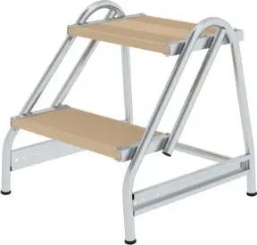 MUNK Aluminium-Arbeitspodest einseitig begehbar Holz 2 Stufen
