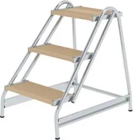 MUNK Aluminium-Arbeitspodest einseitig begehbar Holz 3 Stufen