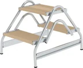 MUNK Aluminium-Arbeitspodest beidseitig begehbar Holz 2 x 2 Stufen