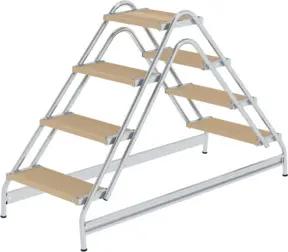 MUNK Aluminium-Arbeitspodest beidseitig begehbar Holz 2 x 4 Stufen