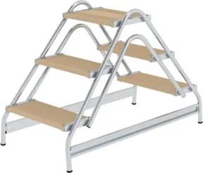 MUNK Aluminium-Arbeitspodest beidseitig begehbar Holz 2 x 3 Stufen