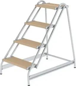 MUNK Aluminium-Arbeitspodest einseitig begehbar Holz 4 Stufen