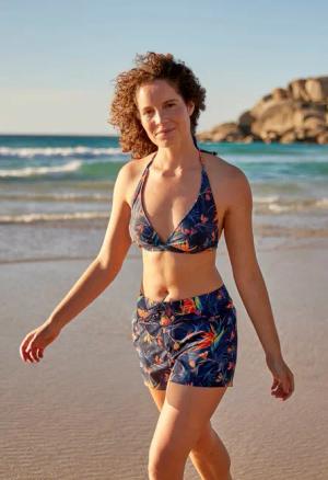 Iona Gemusterter Damen Triangle Bikini-Top - Orange