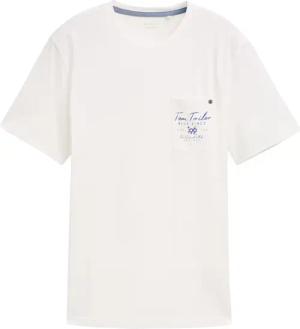 TOM TAILOR Herren T-Shirt mit Brusttasche, weiß, Uni, Gr. XL
