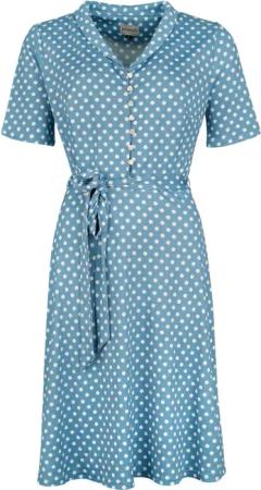 Banned Retro - Rockabilly Kleid knielang - Ellen Spot Dress - XS bis XL - für Damen - Größe XL - blau/weiß