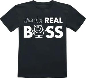 Sprüche T-Shirt für Kinder - The Real Boss - für Mädchen & Jungen - schwarz