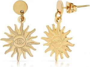 Made by Nami Paar Ohrstecker Goldene Ohrringe Damen mit Sonne Boho Schmuck aus Edelstahl, Wasserfest für Sommer Outfits