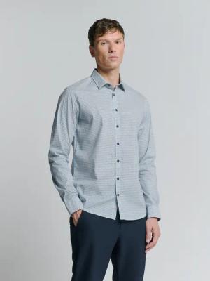 NO EXCESS Langarmhemd "No Excess Stretchhemd mit Print Shirt Stretch Allover Printed"