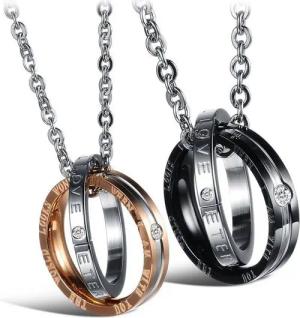 Kim Johanson Schmuckset Zeitlose Liebe (Set, 4-tlg), mit Zirkonia, Partnerketten: 2 Ketten mit Anhänger