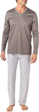 Novila Herren Pyjama grau Baumwolle & Mix Gemustert