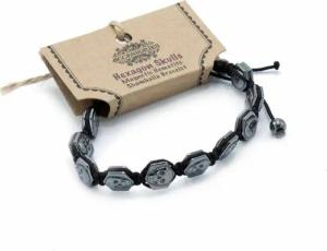Bali-Homedecor Armband Magnetisches Hämatit-Shamballa-Armband- Hexagon-Schädel