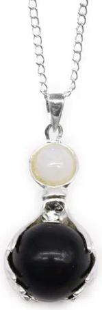 Bali-Homedecor Collier Edelstein Anhänger mit heilenden Händen - Schwarzer Achat