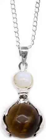 Bali-Homedecor Collier Edelstein Anhänger mit heilenden Händen - Tigerauge