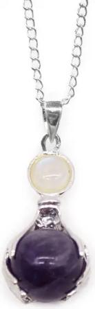 Bali-Homedecor Collier Edelstein Anhänger mit heilenden Händen - Amethyst