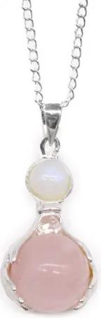 Bali-Homedecor Collier Edelstein Anhänger mit heilenden Händen - Rosenquarz
