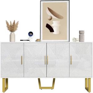 Fanttik Schubkastenkommode Sideboard Highboard mit goldenen Griffen für Schlafzimmer Wohnräume, Kommode mit 4 Schubladen, höhenverstellbare Regale 150 L x 40 B x 82 H