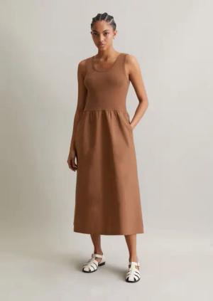 Geripptes Jerseykleid flared