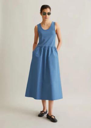 Geripptes Jerseykleid flared