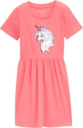 TOM TAILOR Mädchen Mini-Kleid mit Wendepailletten, rosa, Uni, Gr. 92/98
