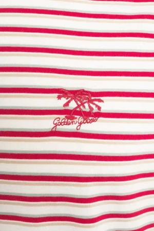 Golden Goose - Striped t-shirt with logo embroidery - Größe M - rot
