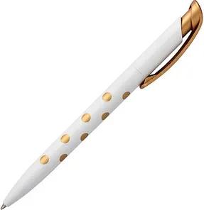 herlitz Kugelschreiber Pure Glam weiß mit goldenen Punkten, Schreibfarbe: blau, 1 St.