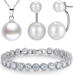 Kim Johanson Schmuckset Perle (Set, 4-tlg), aus 925 Silber und Metall