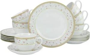 CreaTable Kaffeeservice Emilja, Kaffee-Service 18-tlg (18-tlg), 6 Personen, Porzellan, Blumendekor