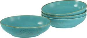 CreaTable Schale Nature Collection, Poke Bowl, Ø 22,5 cm, 4-tlg, Steinzeug, (Set, 4-tlg), Handwerklicher Look, Vintage, Höhe 5 cm