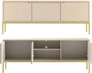 Lomadox Wohnzimmer-Set ANGERA-140, (Mega-Spar-Set, 2-St., Lowboard Kommode), modern in kaschmir mit Fischgrät Design und goldfarbenen Metallgestell
