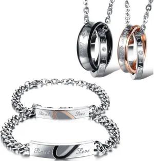 Kim Johanson Schmuckset Amor (Set, 4-tlg), Pärchen Schmuckset mit Halsketten und Armbänder